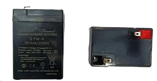 SAIKEDA Original Chinese rechargeable SMF Gel Battery- 6V 4AH BATTERY - L-W-H 7-4.7-10.6 cms