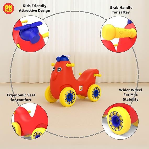 Push Ride on for Kids | Curved Seat | Backrest | Easy Grip | Four Wheel | Lightweight | Animal Theme | Indoor Outdoor Games | Safe Toy | Small | 1 Month Warranty | 1 to 5 years