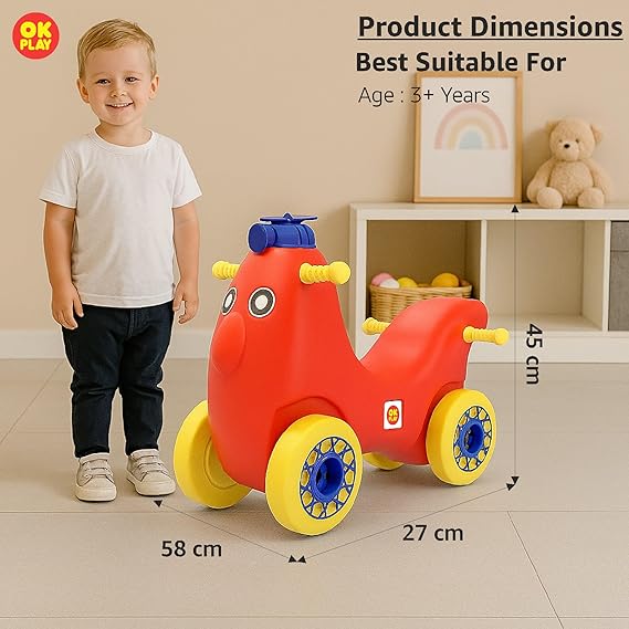 Push Ride on for Kids | Curved Seat | Backrest | Easy Grip | Four Wheel | Lightweight | Animal Theme | Indoor Outdoor Games | Safe Toy | Small | 1 Month Warranty | 1 to 5 years