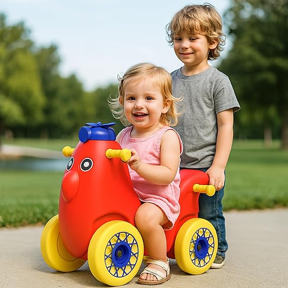 Push Ride on for Kids | Curved Seat | Backrest | Easy Grip | Four Wheel | Lightweight | Animal Theme | Indoor Outdoor Games | Safe Toy | Small | 1 Month Warranty | 1 to 5 years