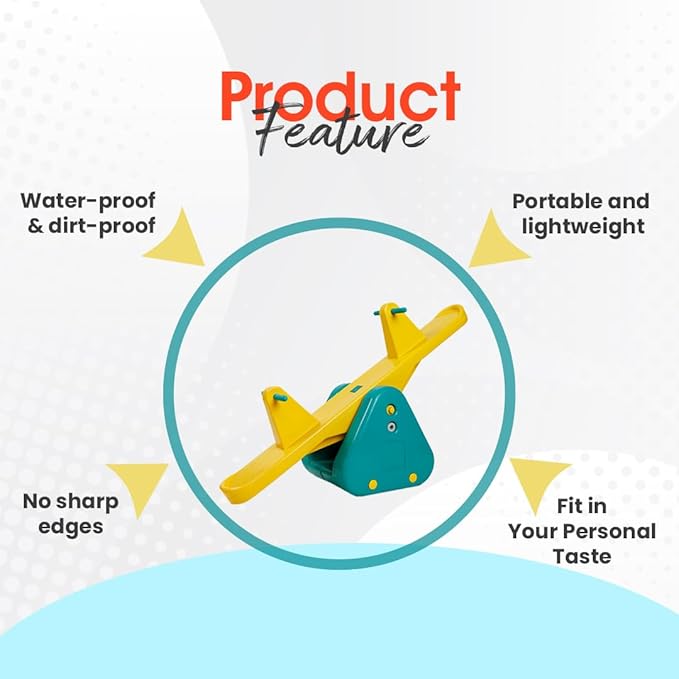 See Saw Toy for Kids | Indoor & Outdoor Teeter Totter for Kids | Durable Wide‑Base See Saw/Baby Rocker for Ages 2‑5 Years - Yellow & Green | 1 Month Warranty | 1 to 5 year