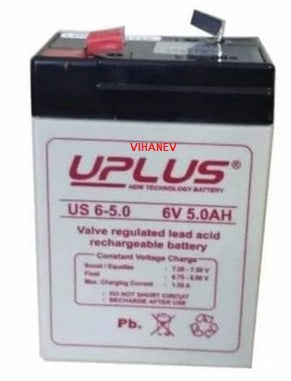 UPLUS Rechargeable SMF Gel Solar Battery- 6V 5AH BATTERY - L-W-H 7-4.7-10.6 cms